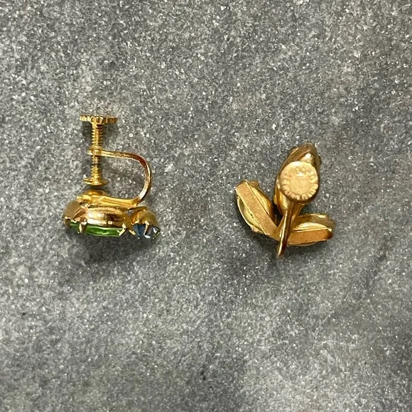 Vintage Multicolor Gemstone Earrings - Picture 4 of 9